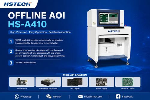آخرین اخبار شرکت در مورد HSTECH سند مشخصات برگه اطلاعات کامل را برای A410 Economical Offline AOI با جدول پارامتر استاندارد منتشر کرد