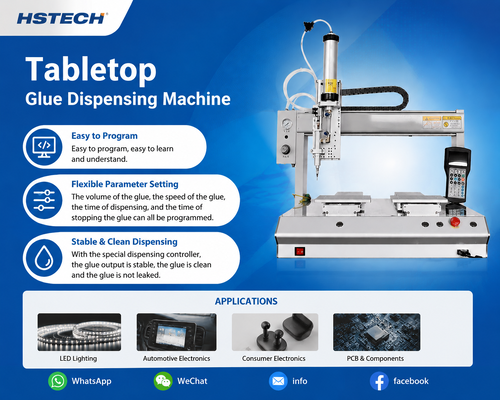 آخرین اخبار شرکت در مورد دستگاه گلدان رومیزی جدید HS-D4221 برای چسباندن دقیق PCB، خودرو و الکترونیک مصرفی منتشر شد