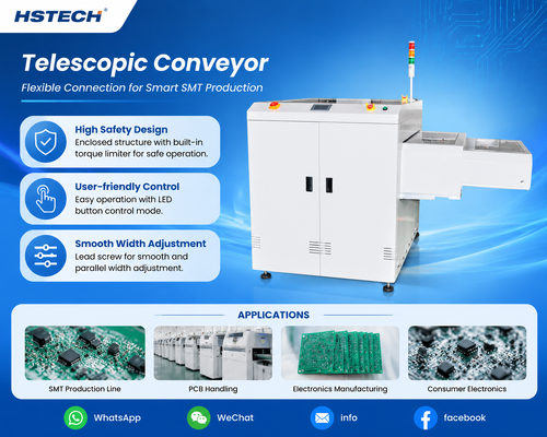 آخرین اخبار شرکت در مورد New HS-STC350 & HS-STC460 Telescopic PCB Conveyors Solve SMT Line Layout & Safety Challenges