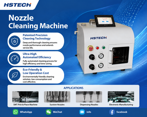 آخرین اخبار شرکت در مورد HSTECH HS-824 ماشین تمیز کننده نوزل اتوماتیک: تجهیزات تعمیر و نگهداری SMT زیست محیطی، کارآمد و بدون آسیب