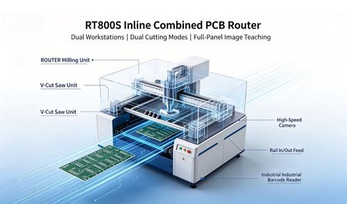 آخرین اخبار شرکت در مورد نسخه جدید: RT800S ماشین PCB روتر ترکیب شده در خط