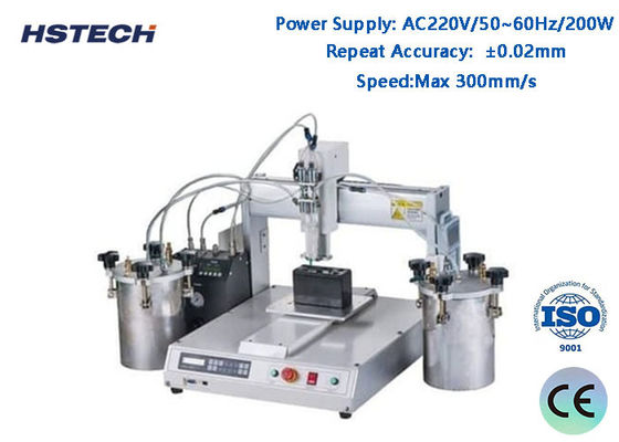 قیمت خوب 4 ایستگاه های کاری چرخشی کنترل صفحه نمایش متنی توزیع کننده چسب لامپ LED خودکار با دقت تکرار ± 0.02mm آنلاین